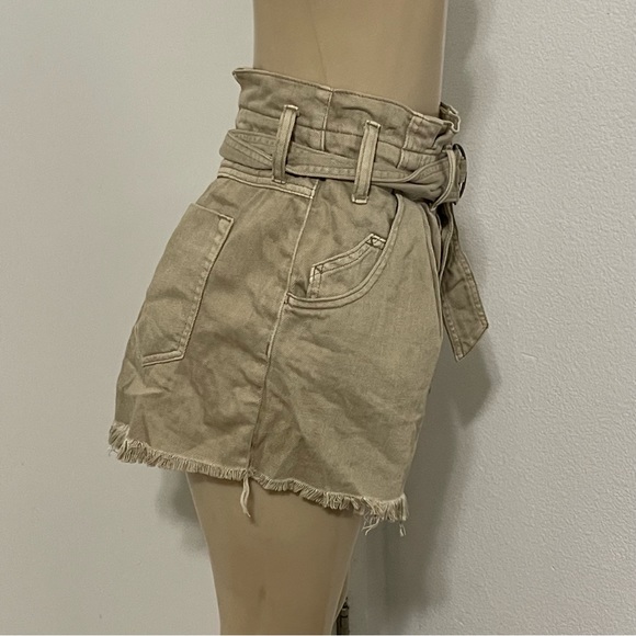 Free People see you sometime cutoff pleated beige high waisted shorts M - Picture 10 of 12